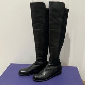 Stuart Weitzman Black Nappa Leather 5050 Boots 8.5